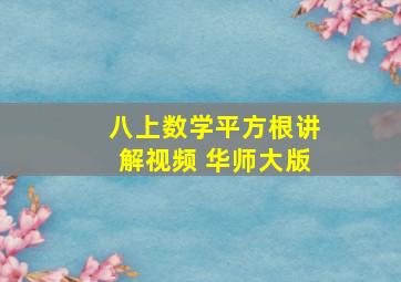 八上数学平方根讲解视频 华师大版